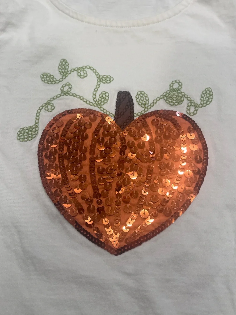 Gymboree Girls Size 7 Off-White Sequin Pumpkin Long Sleeve Shirt